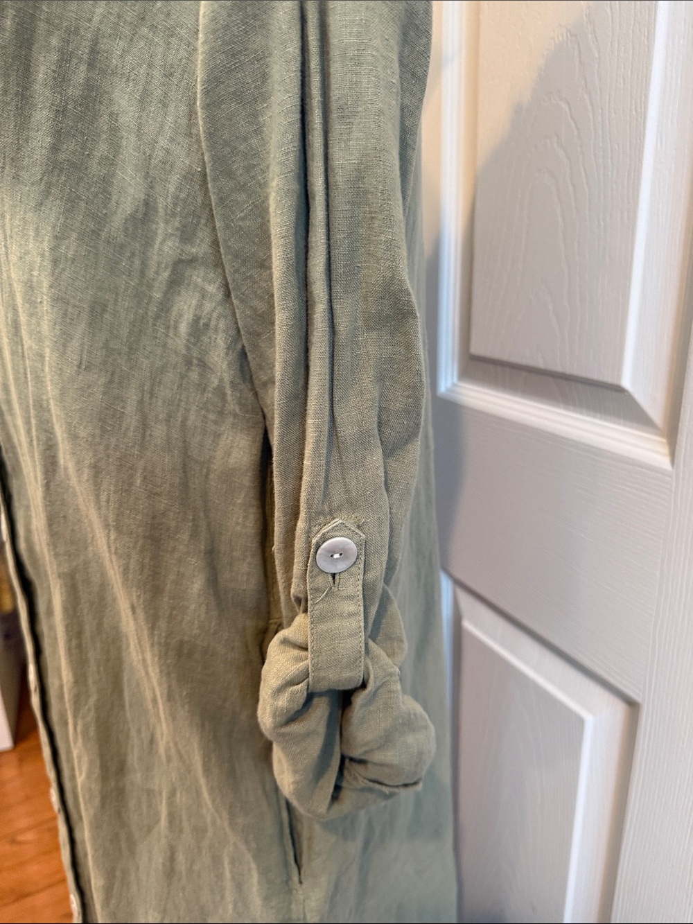 Zara Olive Green Long Button-Down Maxi Dress - Picture 2 of 4
